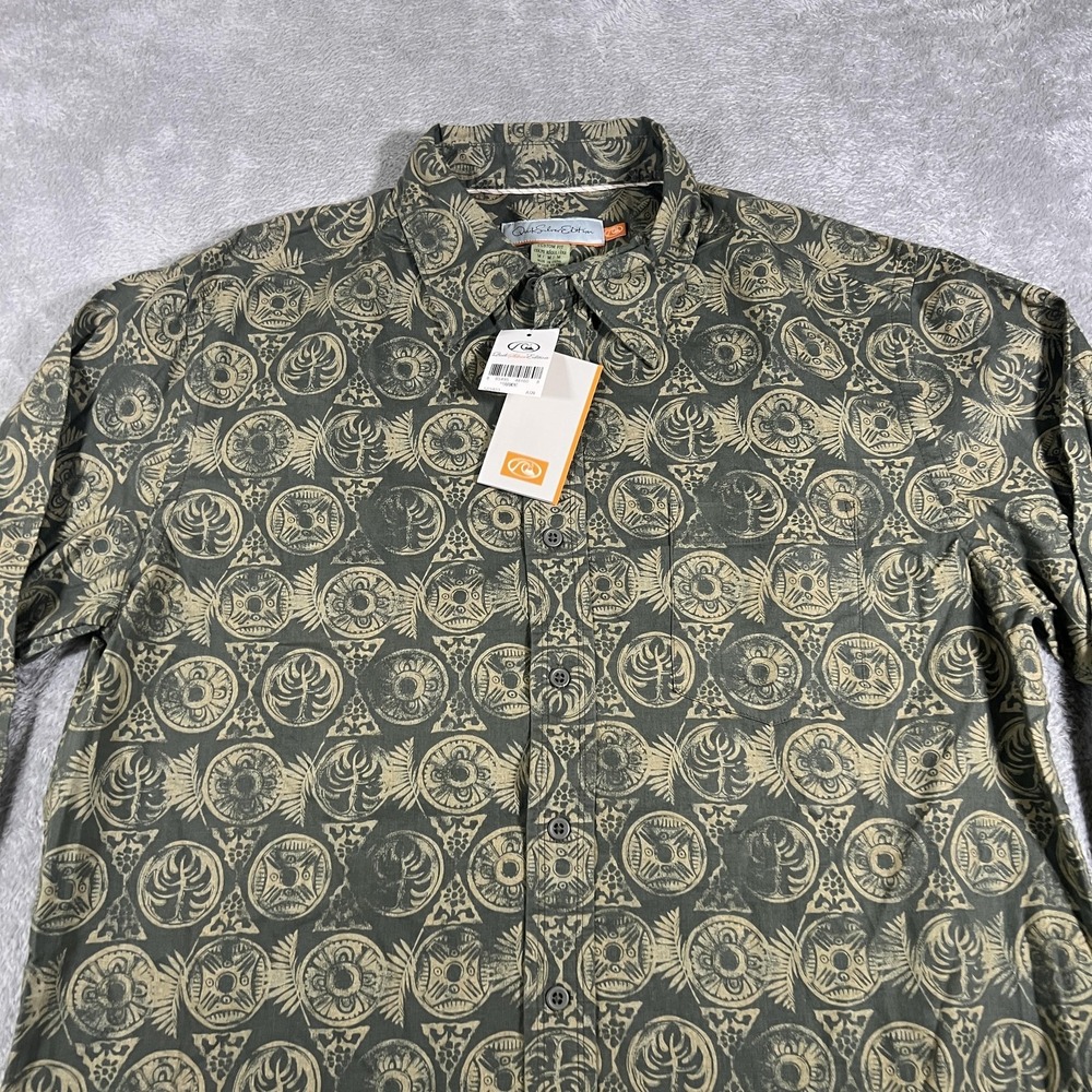 Quiksilver Edition‎ Shirt Mens Medium Green Linen Blend Button Up Summer NWT